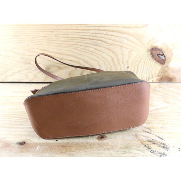 Michael Kors Handbag Kempton Green Brown Tote Shoulder Bag - Picture 3 of 9